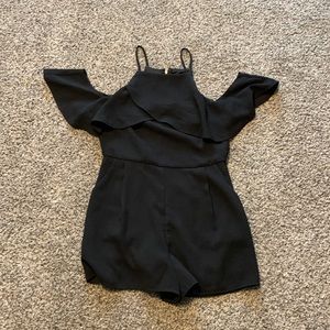 Black cold shoulder romper. Size Large